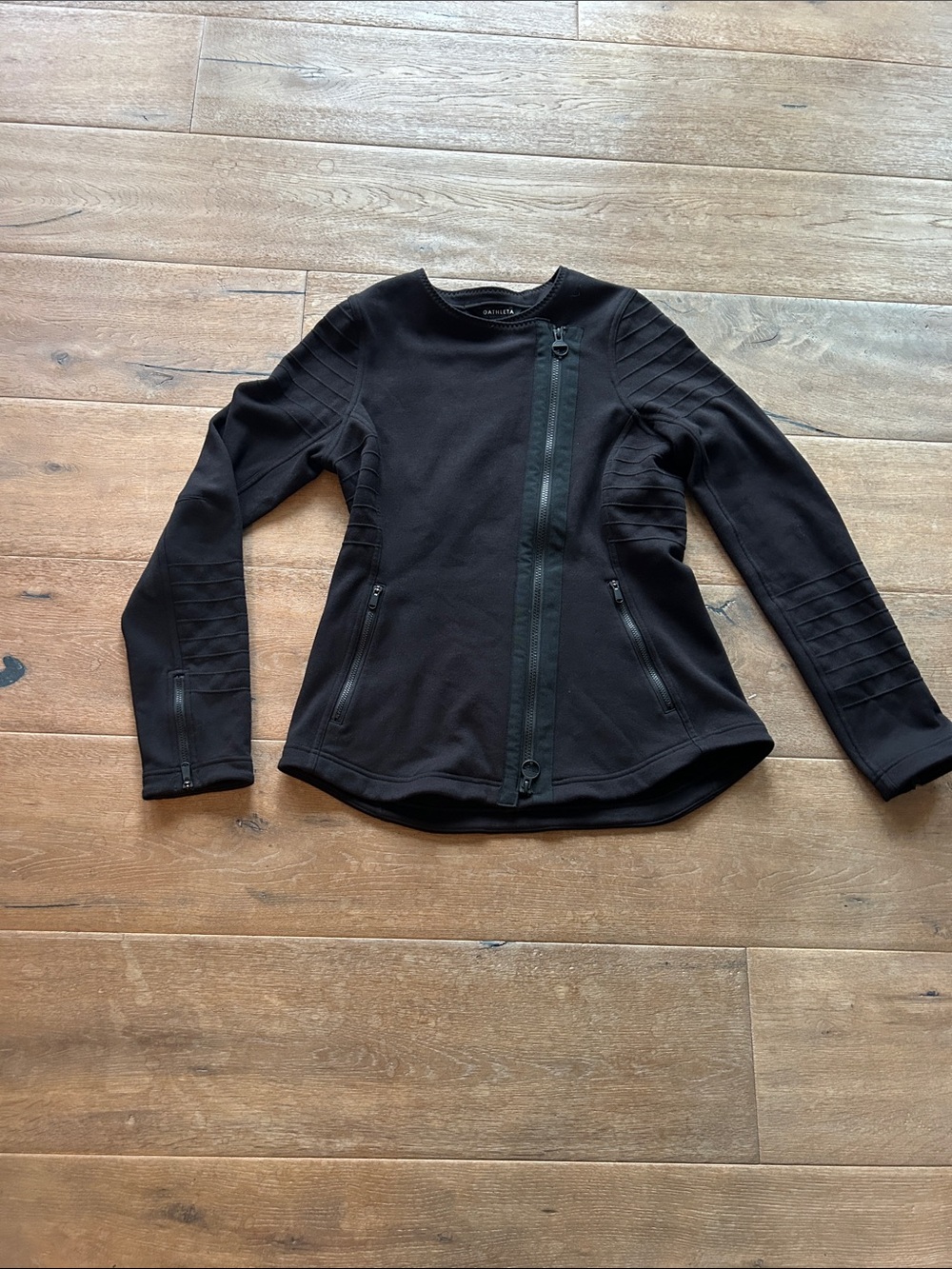 Athleta Black Asymmetrical Zip Athletic Jacket